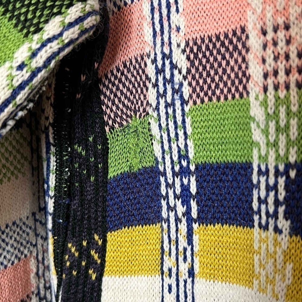 ALDOMARTINS Wool Alpaca Colorblock Plaid Long Maximalist Sweater Blanket Coat S - Picture 16 of 16